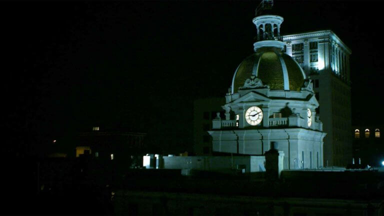 savannah clock tower at night