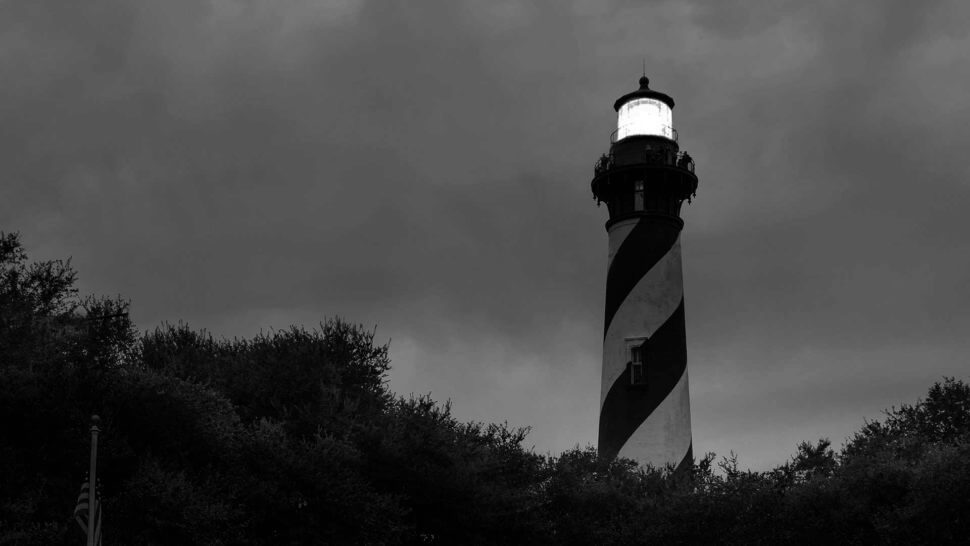 st augustine light house black and white