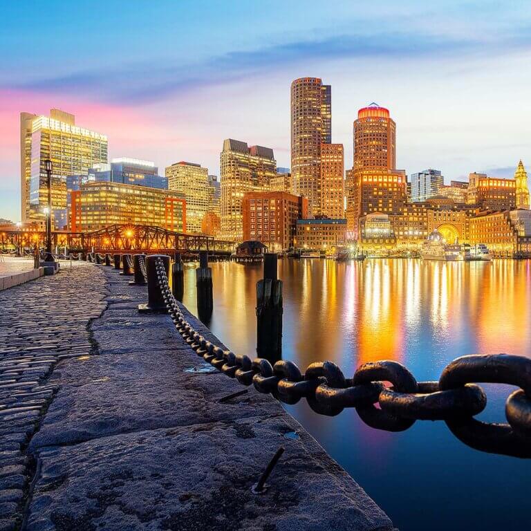 Boston seaport district and skyline