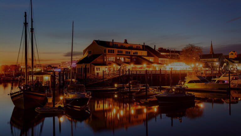 Salem, Massachusetts seaside scene at night