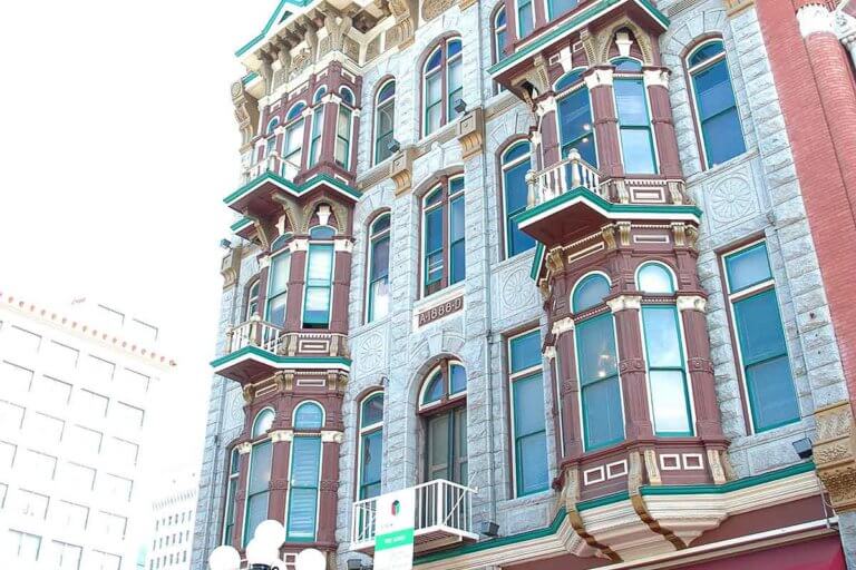 historic architecture building facade in gaslamp quarter