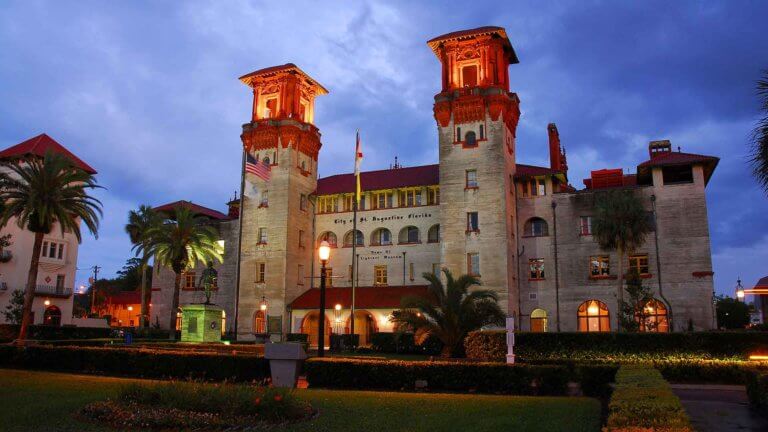 st augustine lightner museum at night