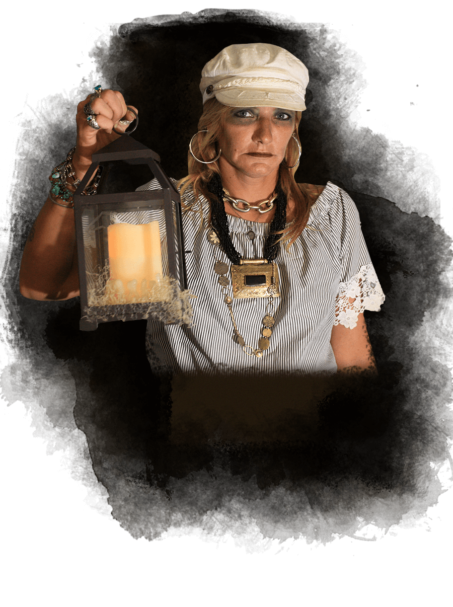 picture of key west ghost host holding a lantern