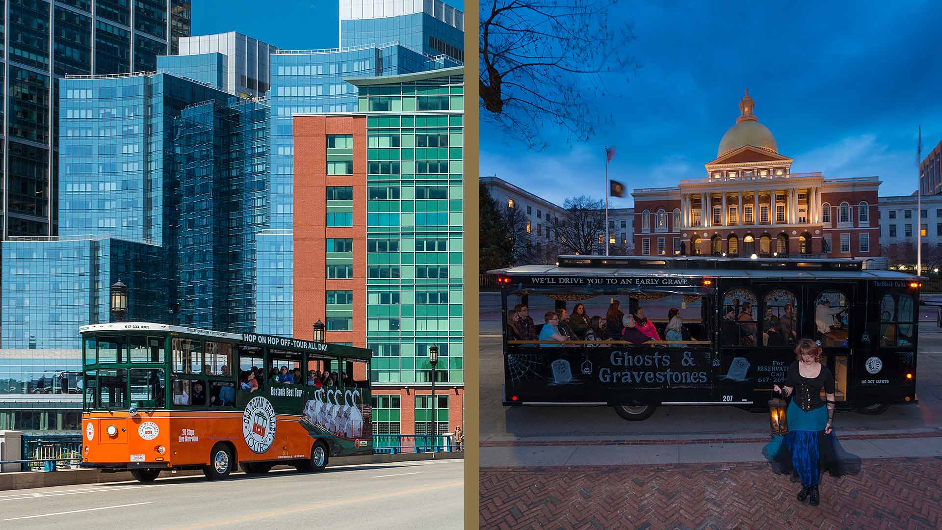 Boston Old Town Trolley and night tour trolley