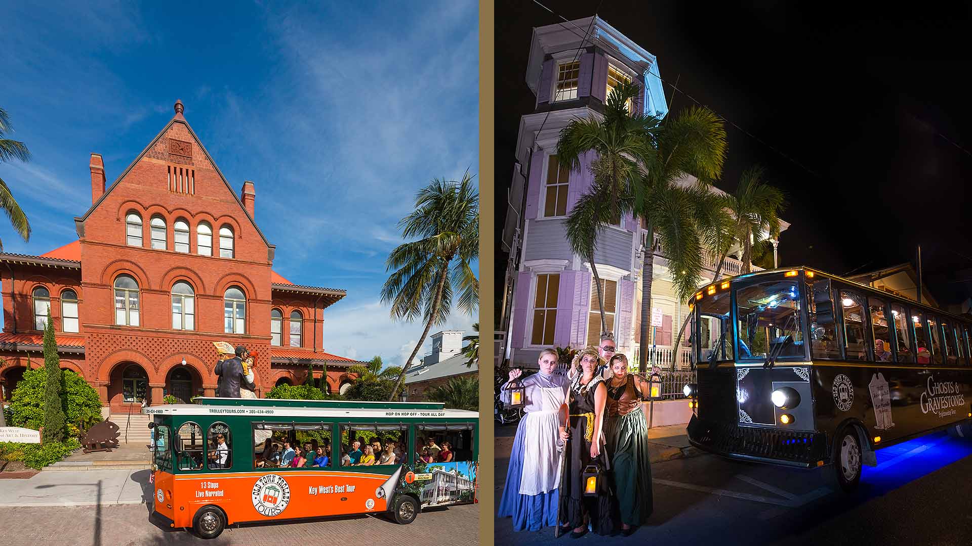 Key West Old Town Trolley and night tour trolley