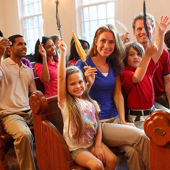 Guests at meeting house at Boston Tea Party Ships & Museum