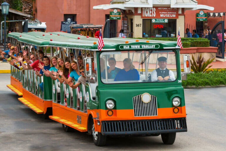 St. Augustine trolley in front of Old Jail