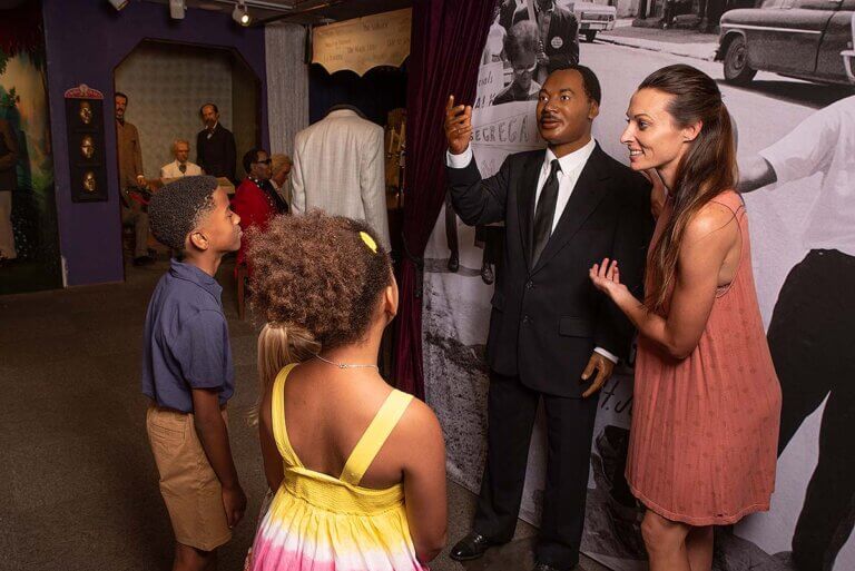 Guests at St. Augustine Potter's Wax Museum Martin Luther King Jr Exhibit