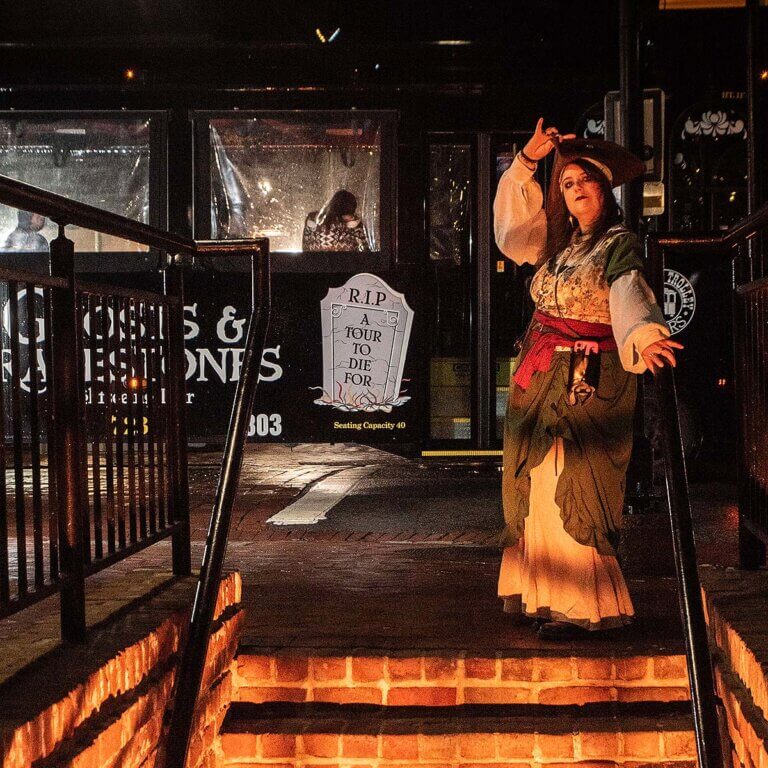 Savannah Ghost Town Trolley, ghost host, and guests
