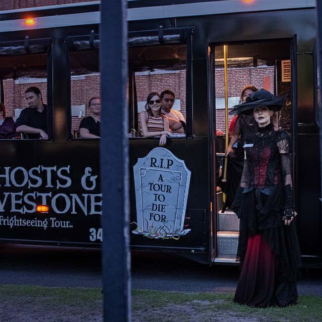 Savannah Ghost Town Trolley, ghost host, and guests