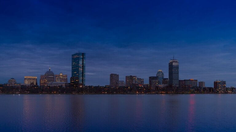 Boston skyline at night