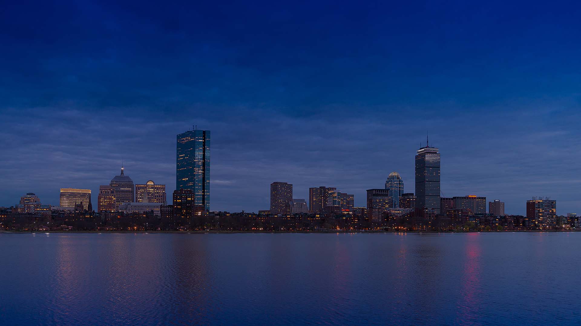 Boston skyline at night