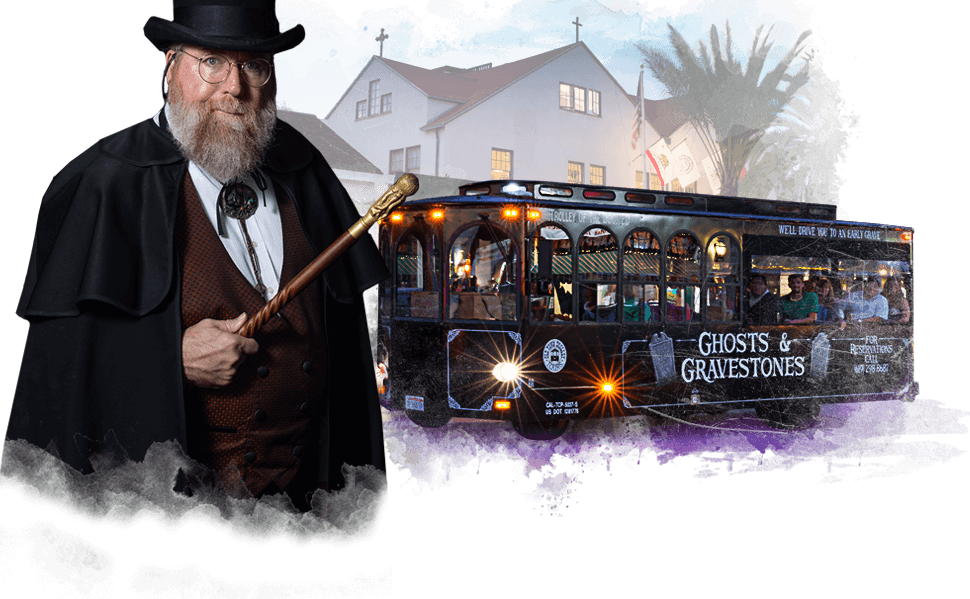 San Diego ghost host and trolley