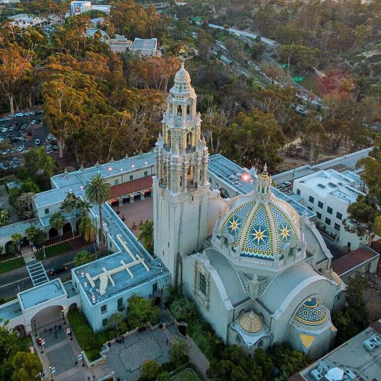 vibrant view of Balboa Park showcasing lush gardens