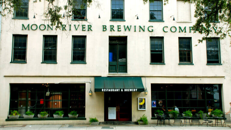 Moon River Brewing Company, featuring a charming facade