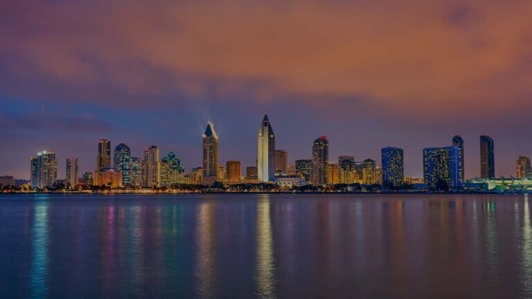 San Diego skyline at sunset