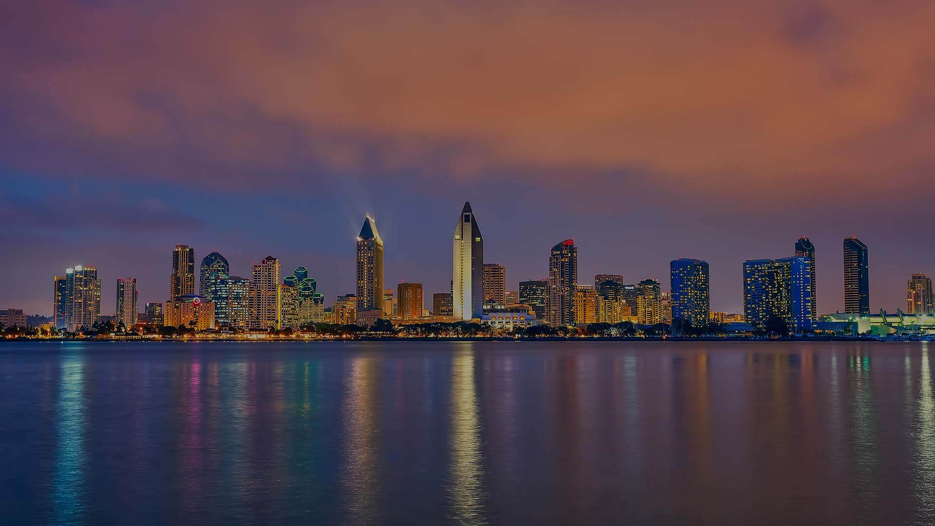 San Diego skyline at sunset