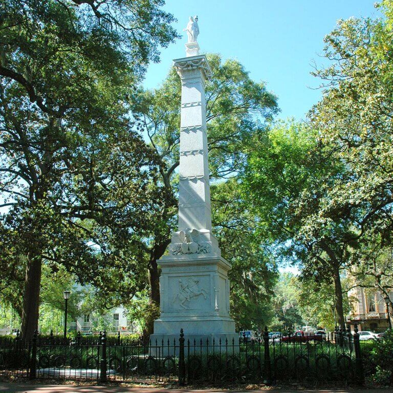Pulaski Monument in Monterey Square in Savannah
