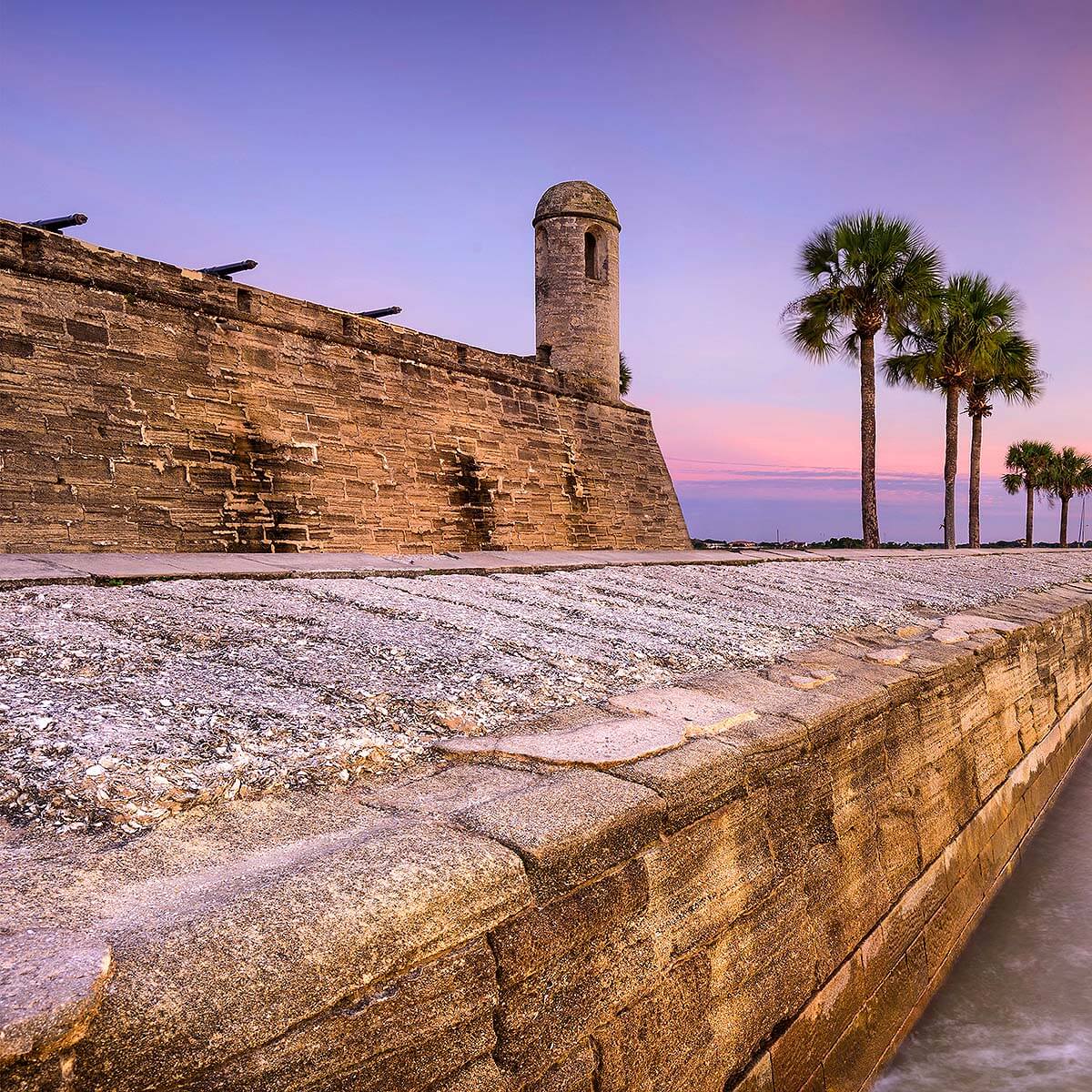 Castillo de San Marcos in St. Augustine at sunset