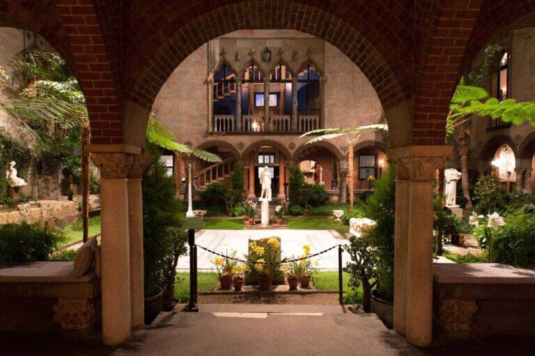 View of the Isabella Stewart Gardner Museum, showcasing its unique architecture