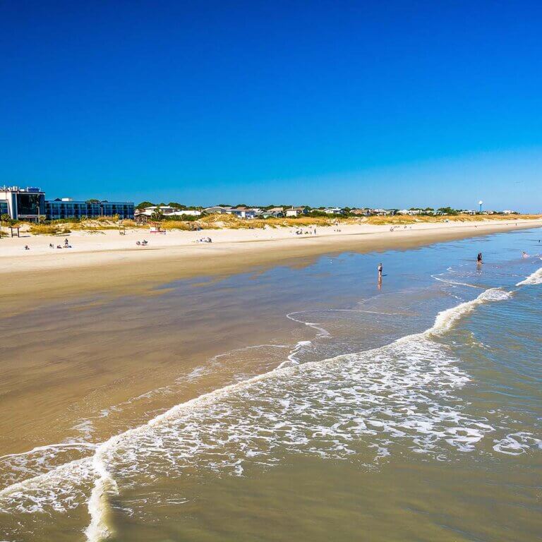 peaceful view of Tybee Island's coastline, inviting visitors