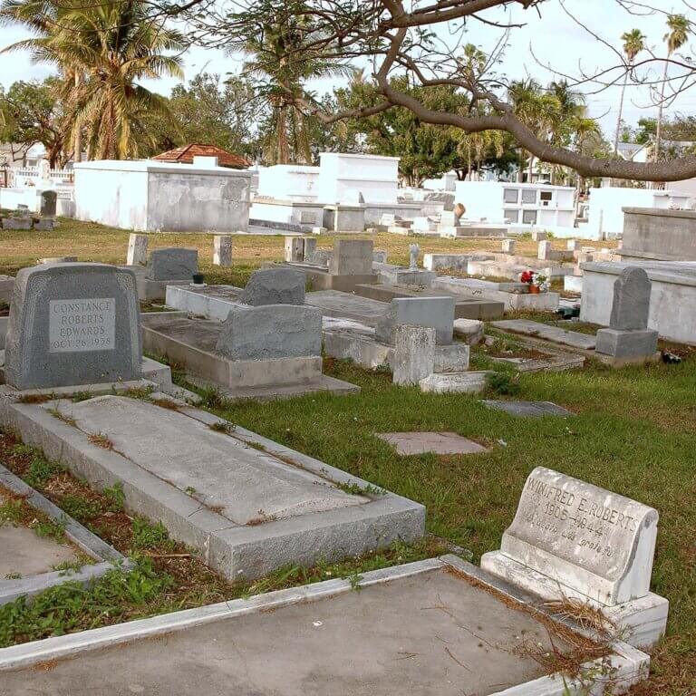 Key West Cemetery showcases white grave markers