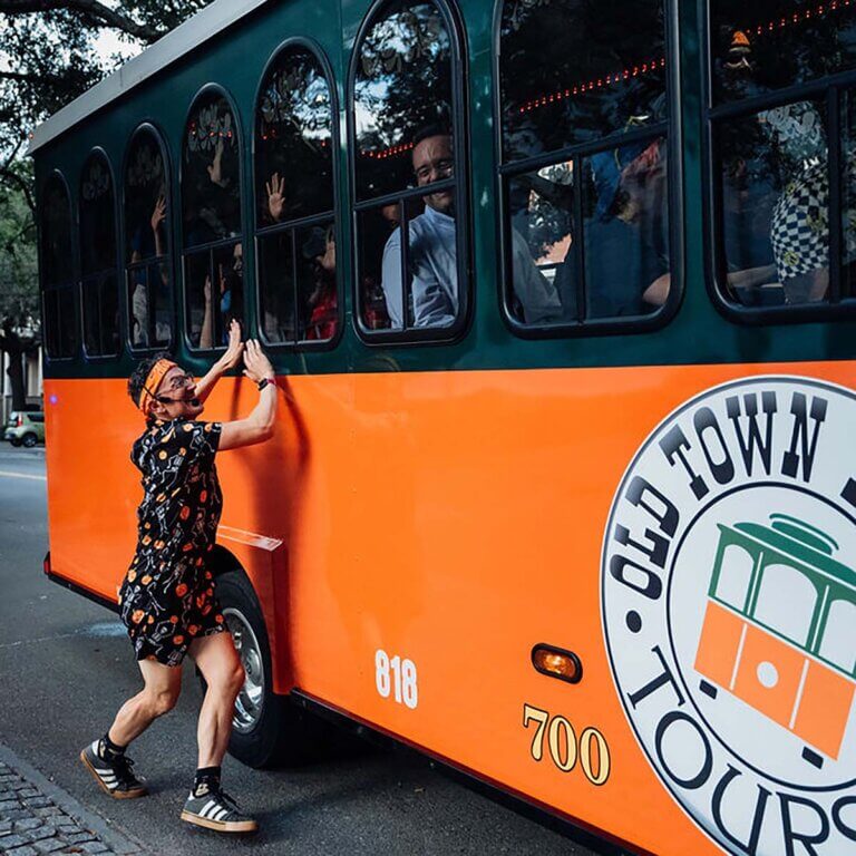 Savannah Ghost Tours for Morons guide and trolley