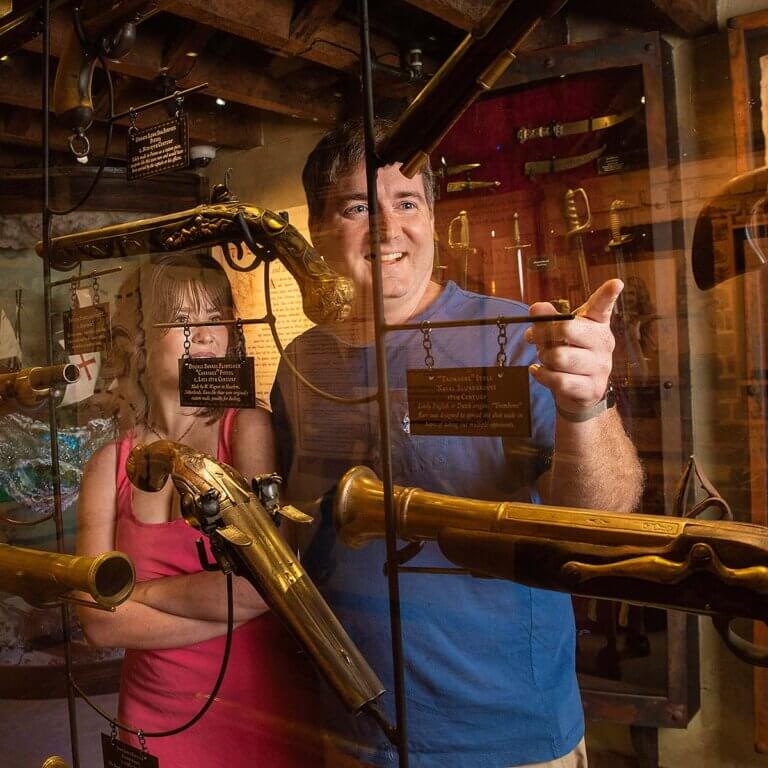 guests viewing artifacts at Savannah Pirates and Treasure Museum