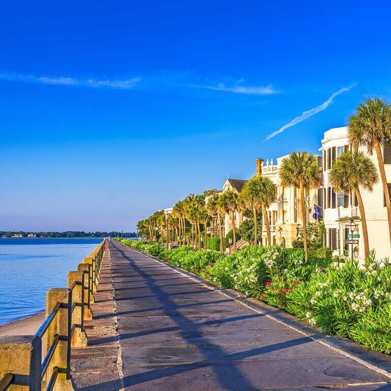 The Battery in Charleston, showcasing antebellum architecture